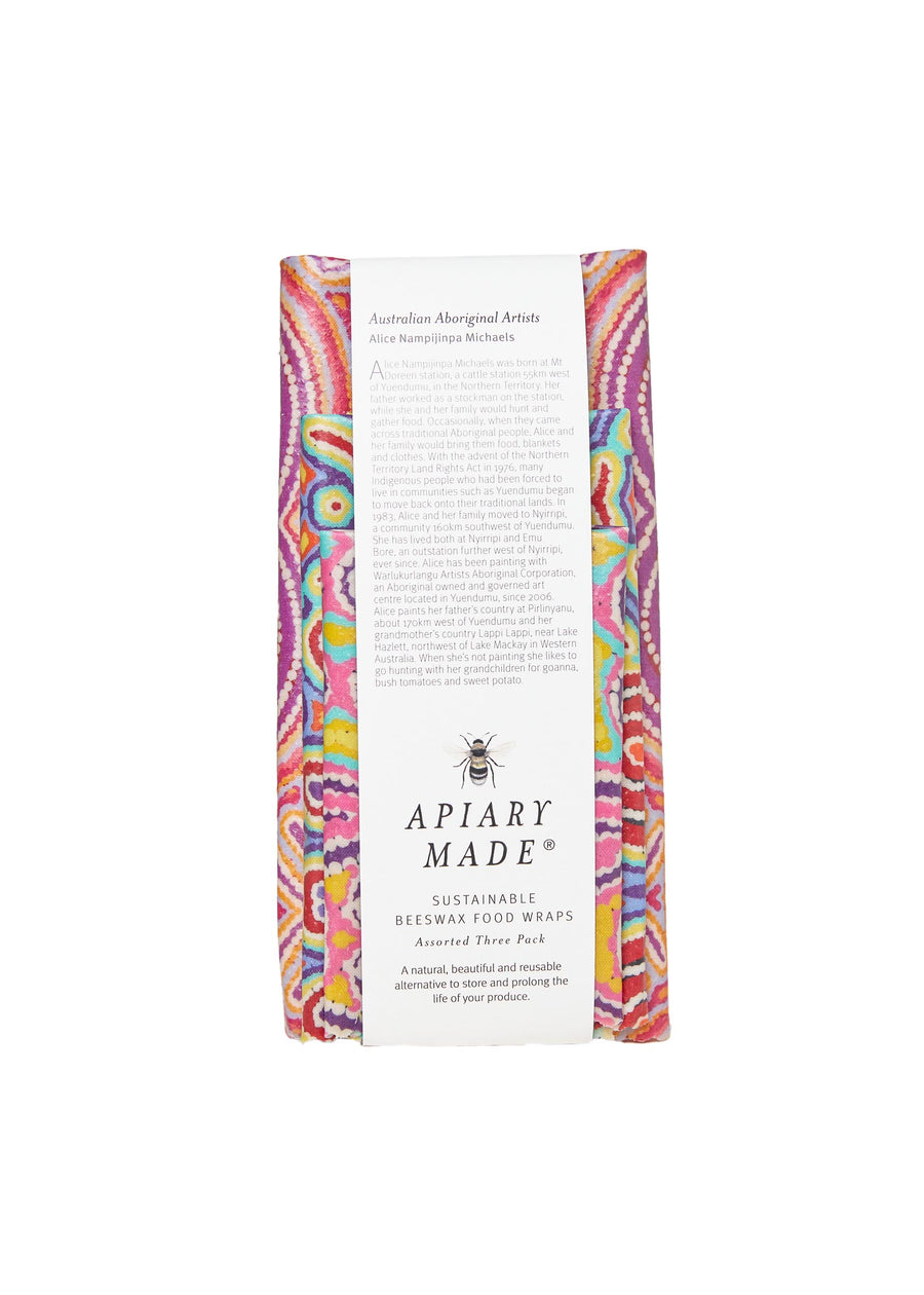 beeswax wrap set aboriginal artist designs